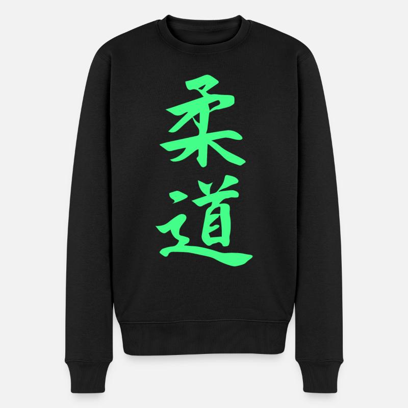 Judo Kanji in grün - Männer Premium Bio Pullover - Schwarz