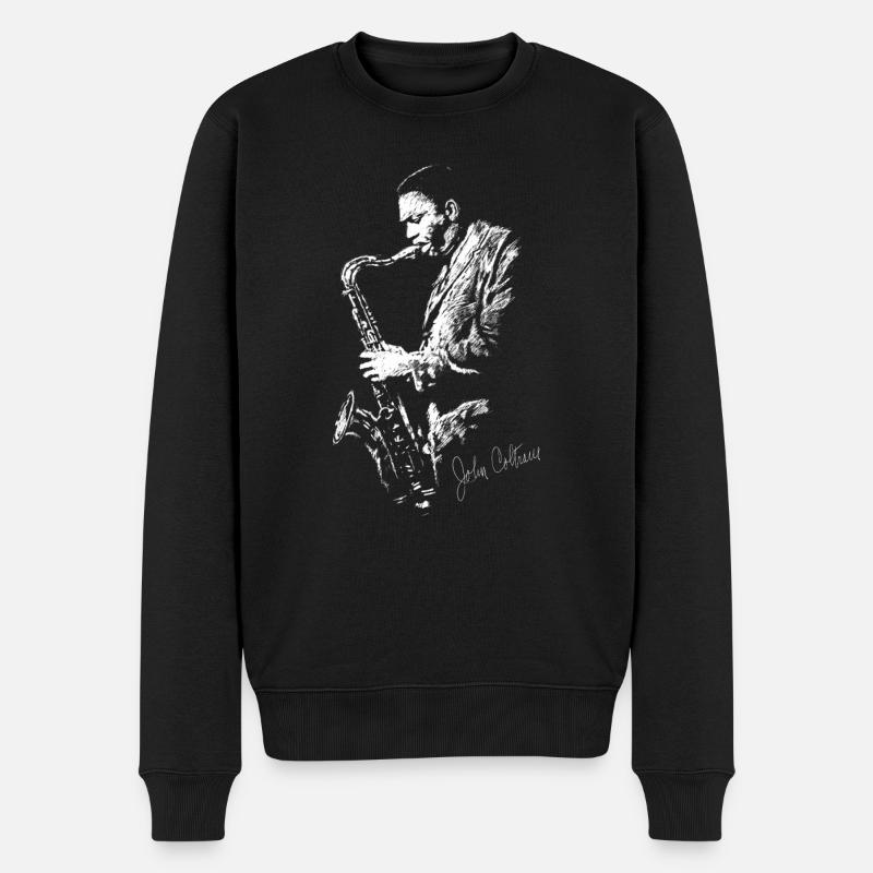 John Coltrans Kreidezeichnung - Männer Premium Bio Pullover - Schwarz