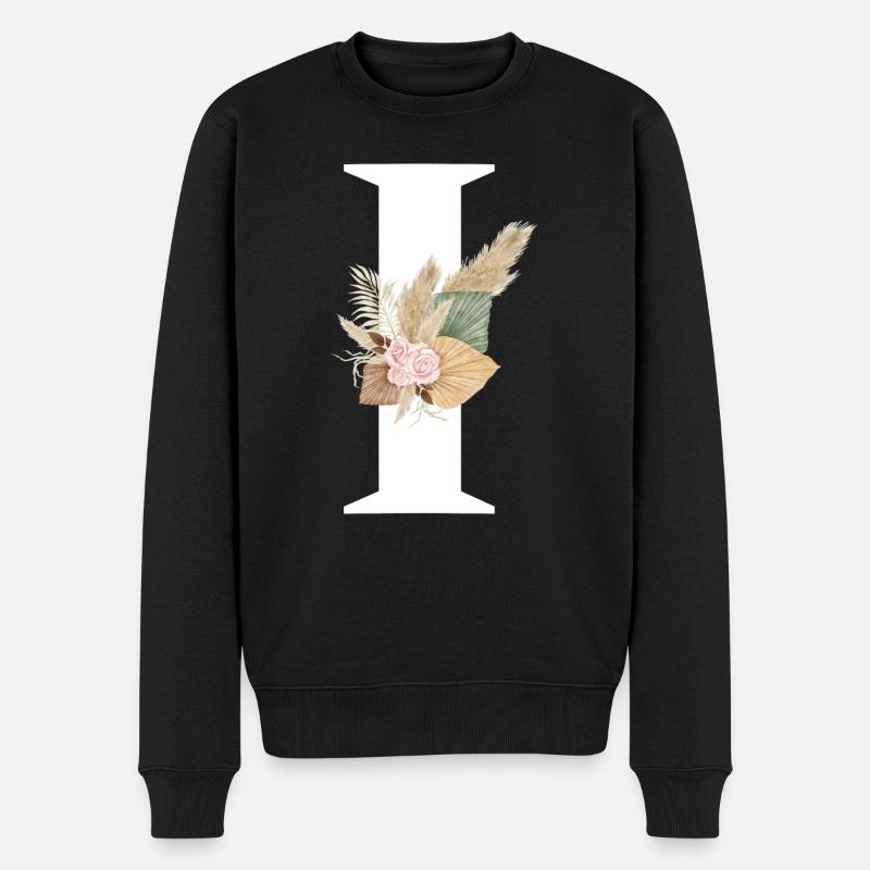 lettre I fleuris - Pull Premium bio Homme - noir