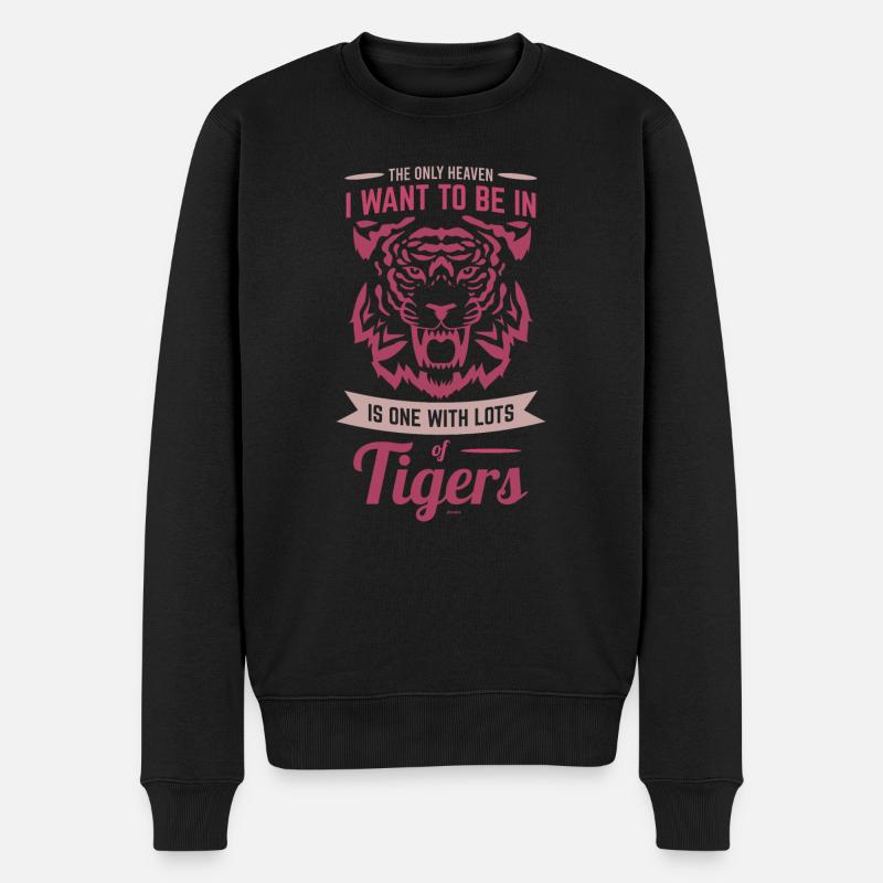 Himmel Tiger Asien Katze Spruch - Männer Premium Bio Pullover - Schwarz