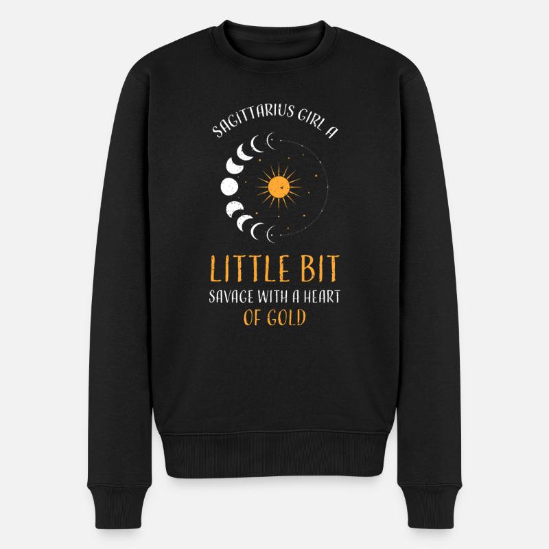 Sagittarius Girl A Little Bit Sa... - Männer Premium Bio Pullover - Schwarz