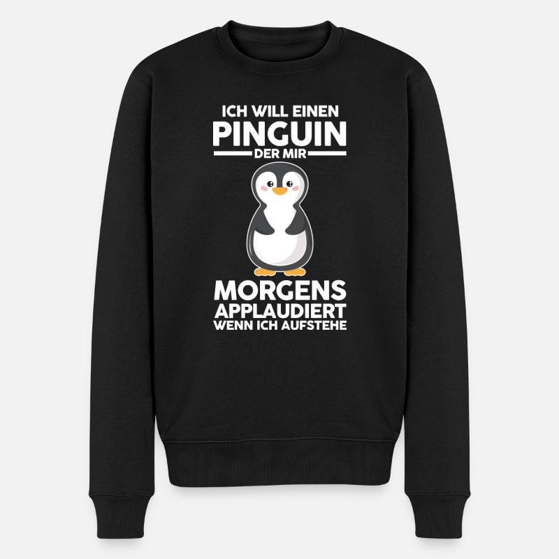 Tiermotiv Pinguin - Männer Premium Bio Pullover - Schwarz