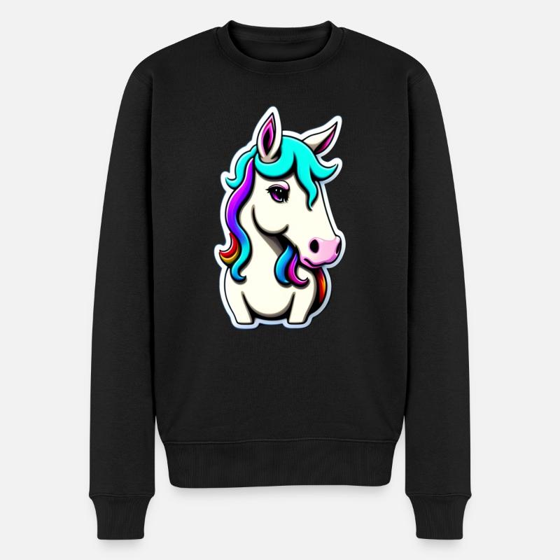 Sehr süßes Einhorn - Männer Premium Bio Pullover - Schwarz