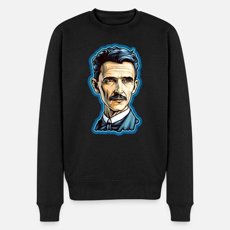 Nikola Tesla - Männer Premium Bio Pullover - Schwarz