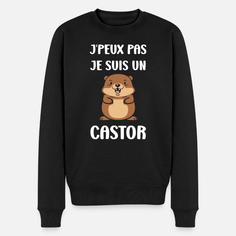 Humour petit castor - Pull Premium bio Homme - noir