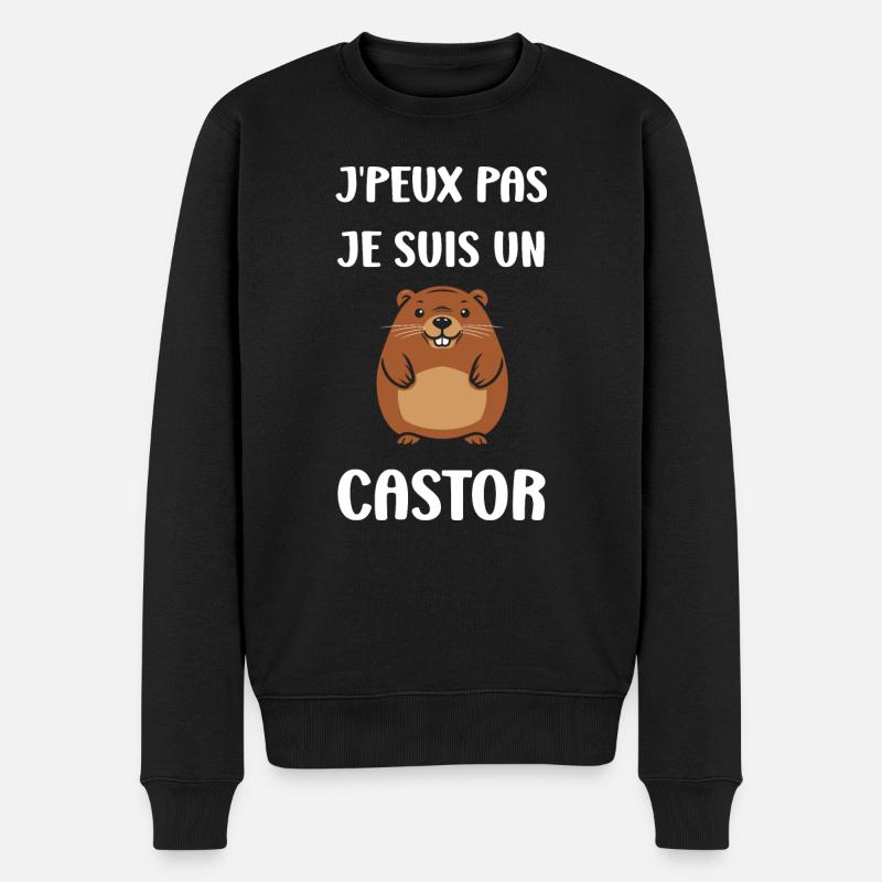 Humour petit castor - Pull Premium bio Homme - noir