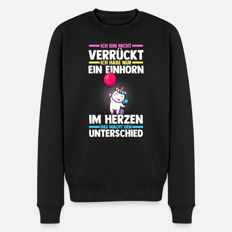 Einhorn - Männer Premium Bio Pullover - Schwarz