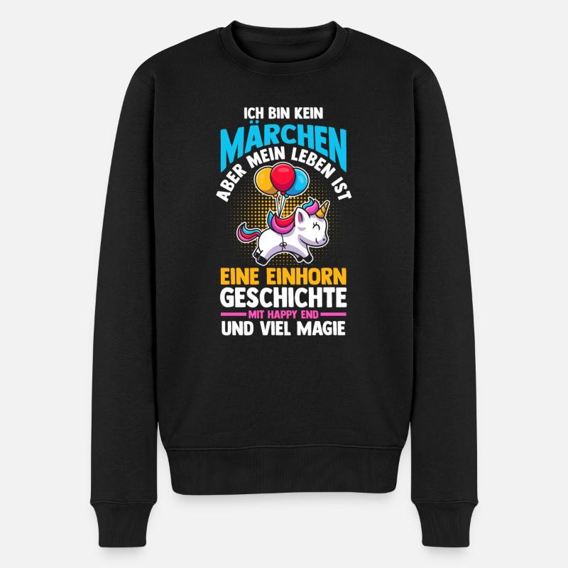 Einhorn - Männer Premium Bio Pullover - Schwarz