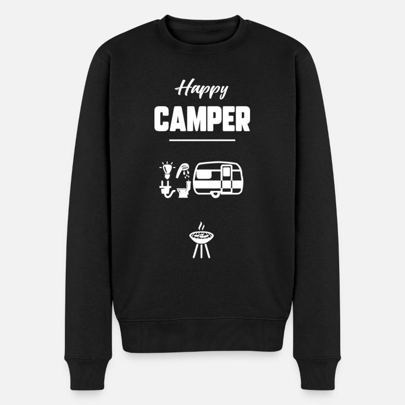 Glücklicher Camper - Männer Premium Bio Pullover - Schwarz