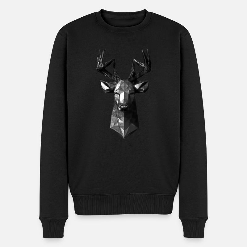 Polygon Design Deer Animal Head - Pull Premium bio Homme - noir