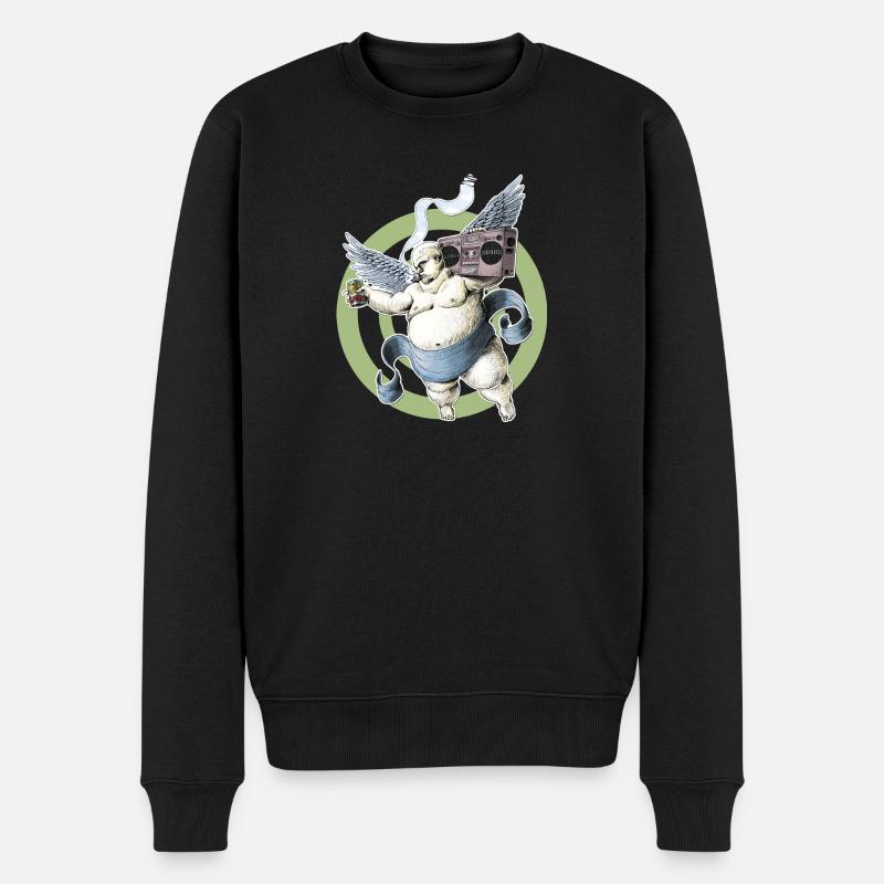 Bad-Beerdrinking-Angel - Männer Premium Bio Pullover - Schwarz