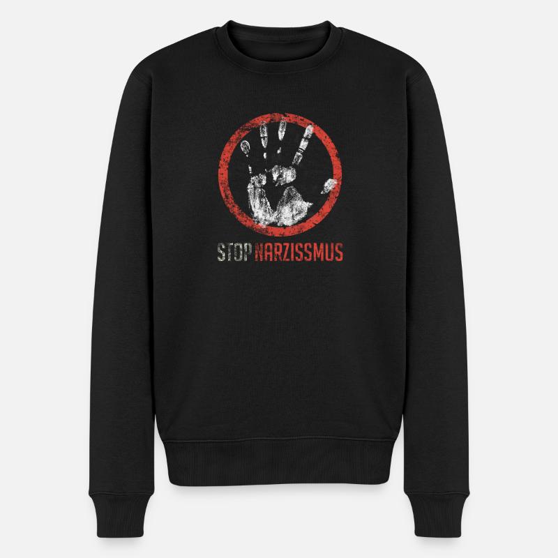 Stop Narzissmus - Männer Premium Bio Pullover - Schwarz