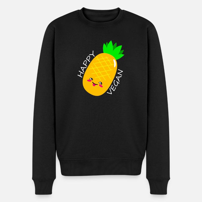 Vegan und Glücklich - Männer Premium Bio Pullover - Schwarz