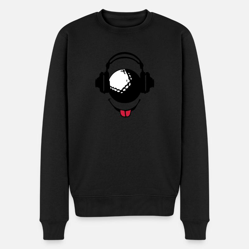 Kopfhörer Kopfhörer dj Golf smiley1 - Männer Premium Bio Pullover - Schwarz