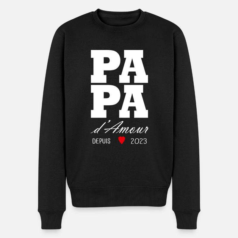 Dad d'amour seit 2023 - Männer Premium Bio Pullover - Schwarz