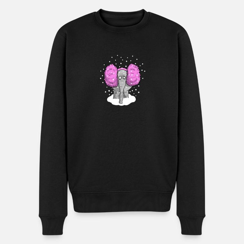 Elefant - Männer Premium Bio Pullover - Schwarz