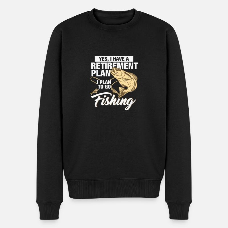 Rente Angler Fischer angeln fischen Geschenk - Männer Premium Bio Pullover - Schwarz
