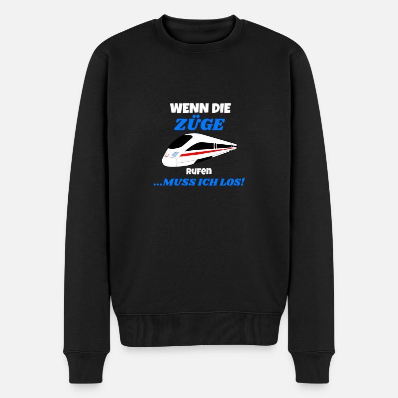 Wenn die Züge rufen muss ich los 2 - Männer Premium Bio Pullover - Schwarz