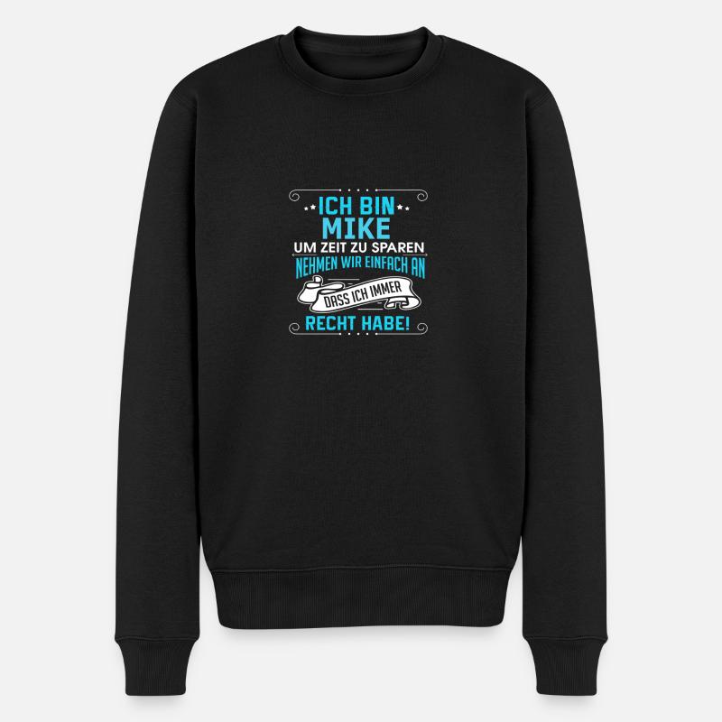 MIKE - Männer Premium Bio Pullover - Schwarz