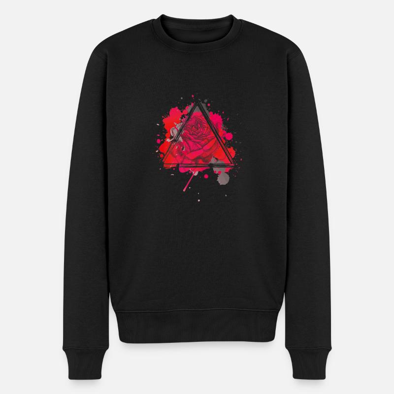 Rote Rose Triangel - Männer Premium Bio Pullover - Schwarz