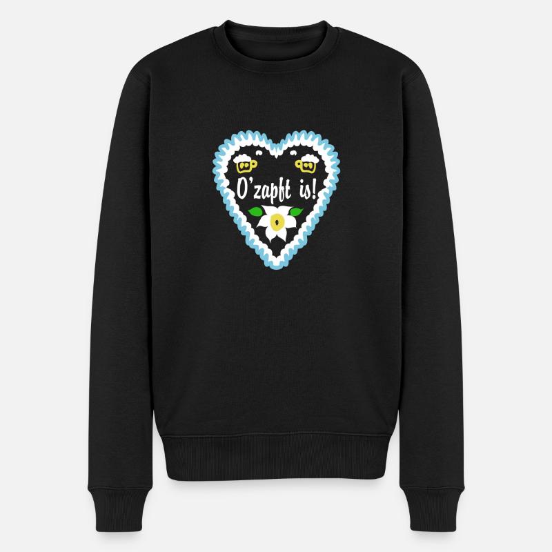 O'zapft is Lebkuchenherz - Männer Premium Bio Pullover - Schwarz