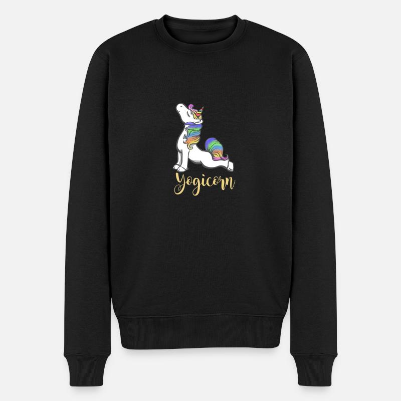 Yogicorn Shirt - Yoga Einhorn Geschenk - Männer Premium Bio Pullover - Schwarz