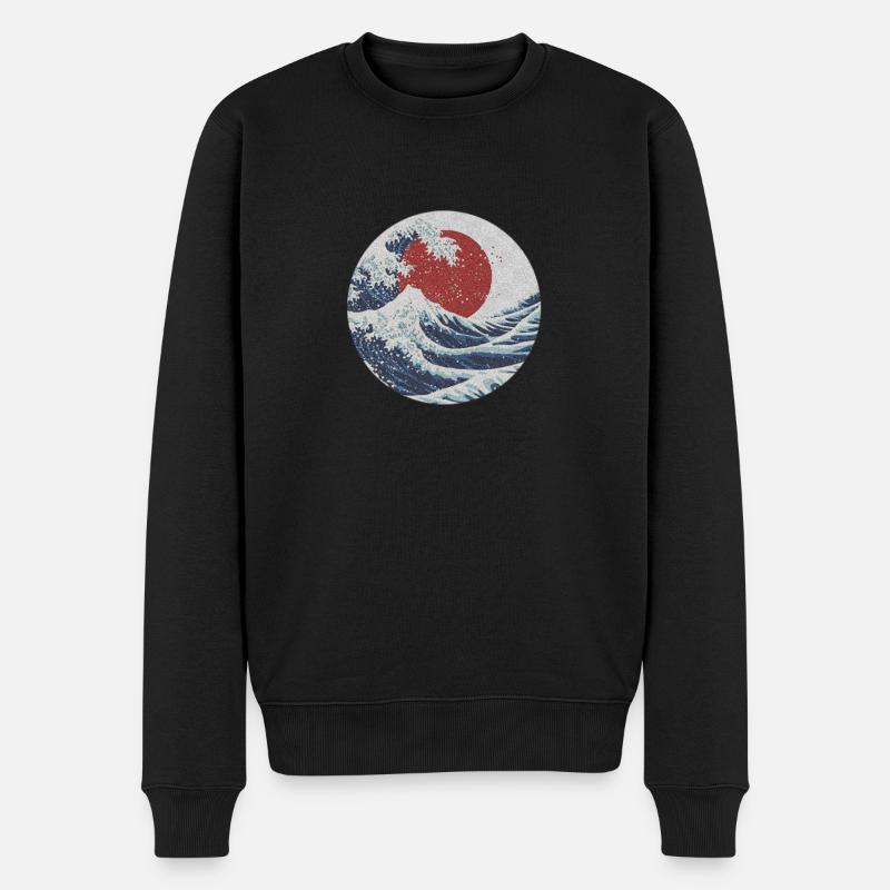 Wilde Meerlandschaft - Männer Premium Bio Pullover - Schwarz