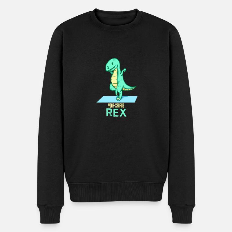 Yoga-Saurus Rex - Dino - Sport - Männer Premium Bio Pullover - Schwarz