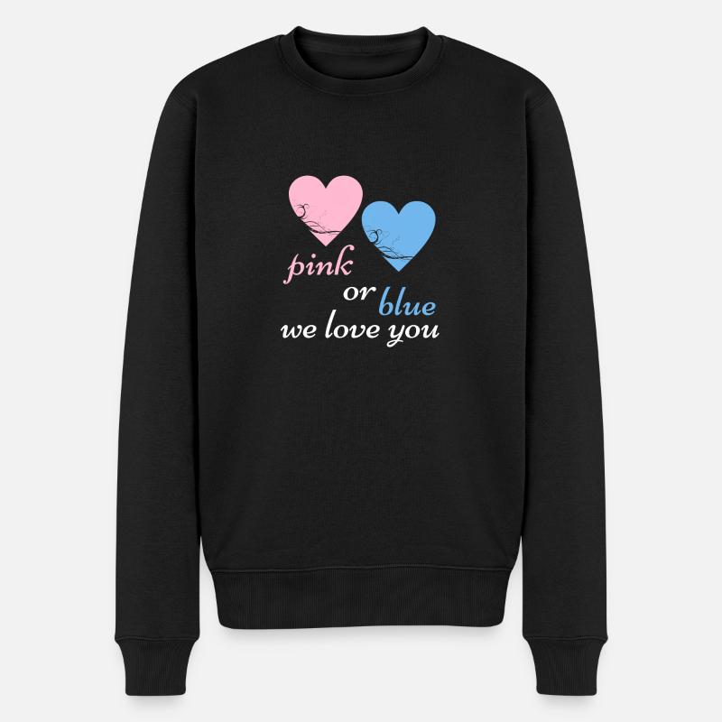 Rose ou bleu nous aimons la grossesse de naissance de bébé - Pull Premium bio Homme - noir