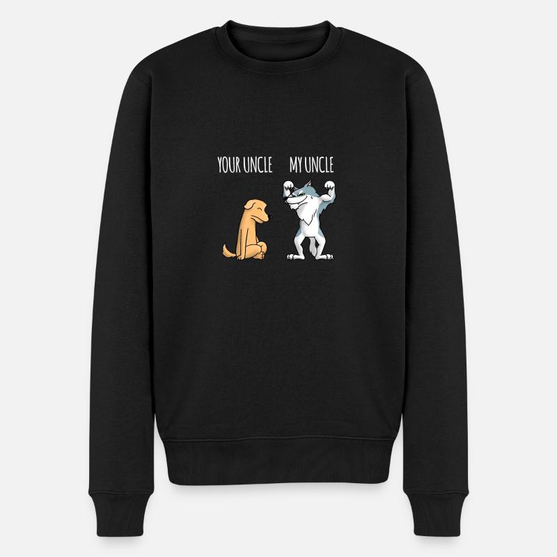 Dein Onkel Mein Onkel Hund Wolf Shirt Geschenk EN - Männer Premium Bio Pullover - Schwarz