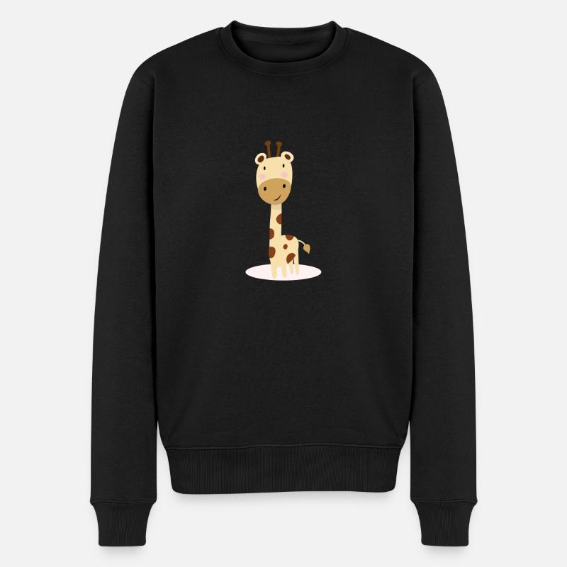 Baby Giraffe - süßes Motiv mit rosa Wangen - Männer Premium Bio Pullover - Schwarz