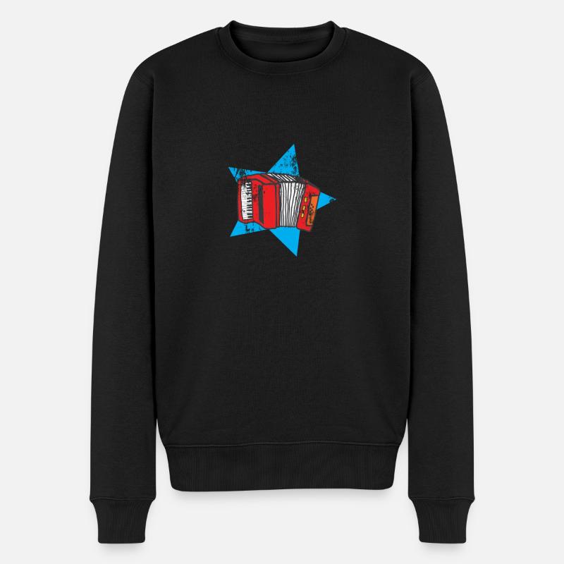 Ich liebe Accordion Musik mit dem Akkordeon - Männer Premium Bio Pullover - Schwarz