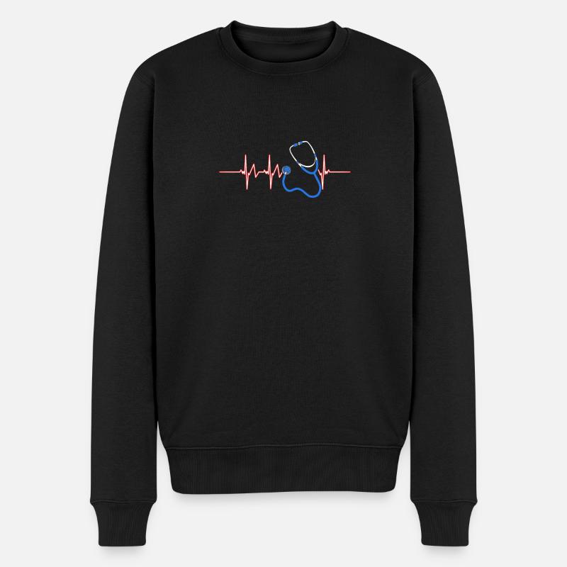Doktor Herzschlag - Männer Premium Bio Pullover - Schwarz