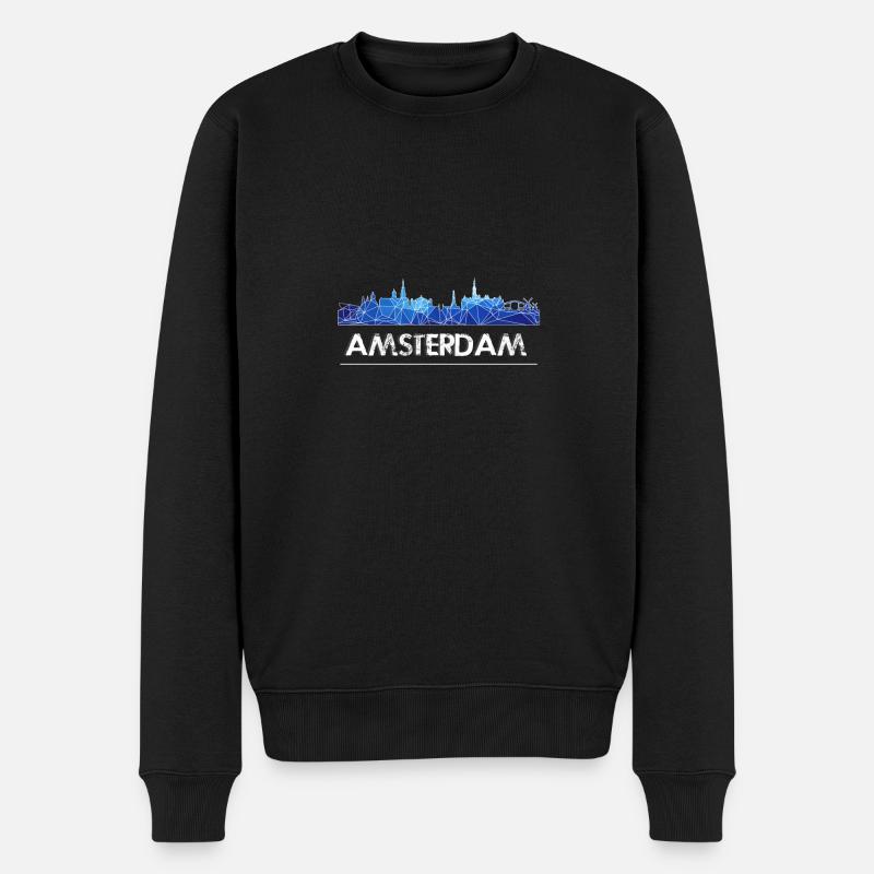 Amsterdam Skyline blau - Männer Premium Bio Pullover - Schwarz