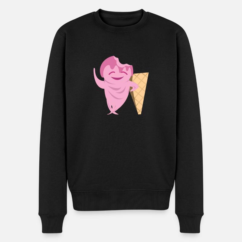 Lustige Eiscreme - Männer Premium Bio Pullover - Schwarz