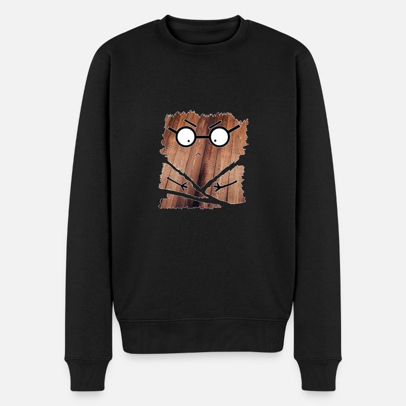 3D Gesicht zerrissen Smylie 3D 3D Holz 3D 3D 3D 3D - Männer Premium Bio Pullover - Schwarz
