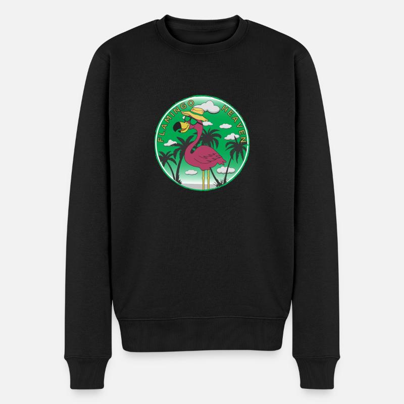 Flamingo Heaven - Männer Premium Bio Pullover - Schwarz