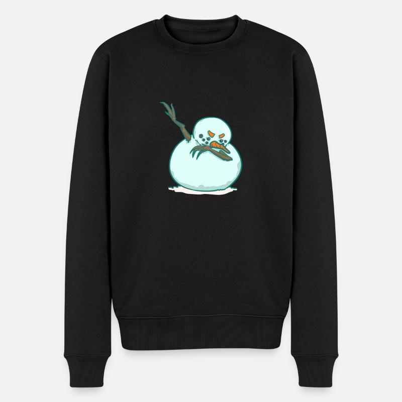 DAB Schneemann - Winter - Tanzen - Männer Premium Bio Pullover - Schwarz