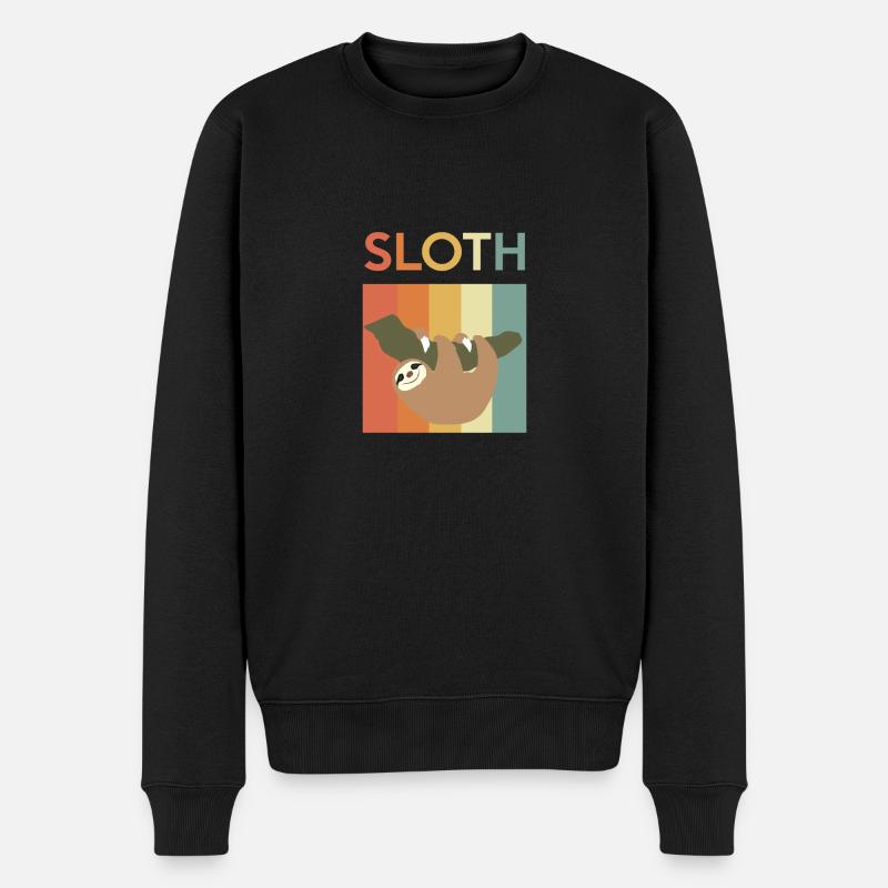 Faultier - Bunt - relaxen - chillen - Geschenk - Männer Premium Bio Pullover - Schwarz