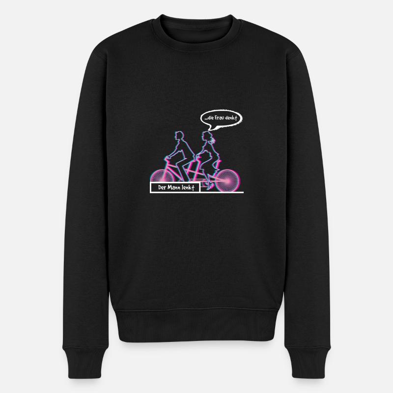 Lustiges Fahrrad Tandem Geschenk Mann Frau - Männer Premium Bio Pullover - Schwarz