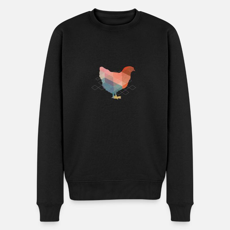 Polygon Huhn - Männer Premium Bio Pullover - Schwarz
