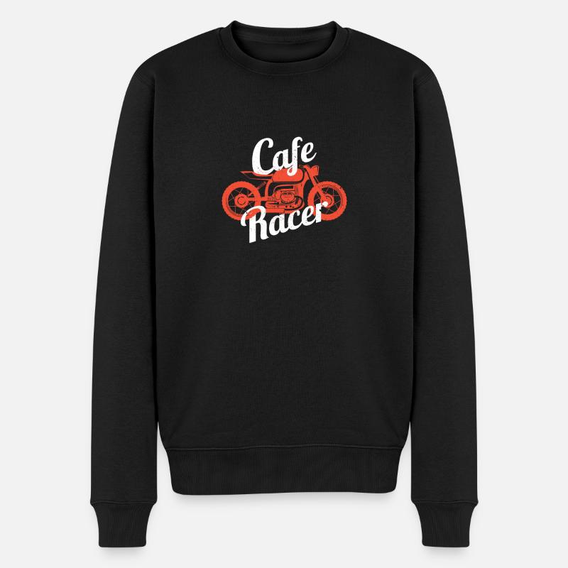 Cafe Racer Motorrad T-Shirt Geschenk Biker Vintage - Männer Premium Bio Pullover - Schwarz