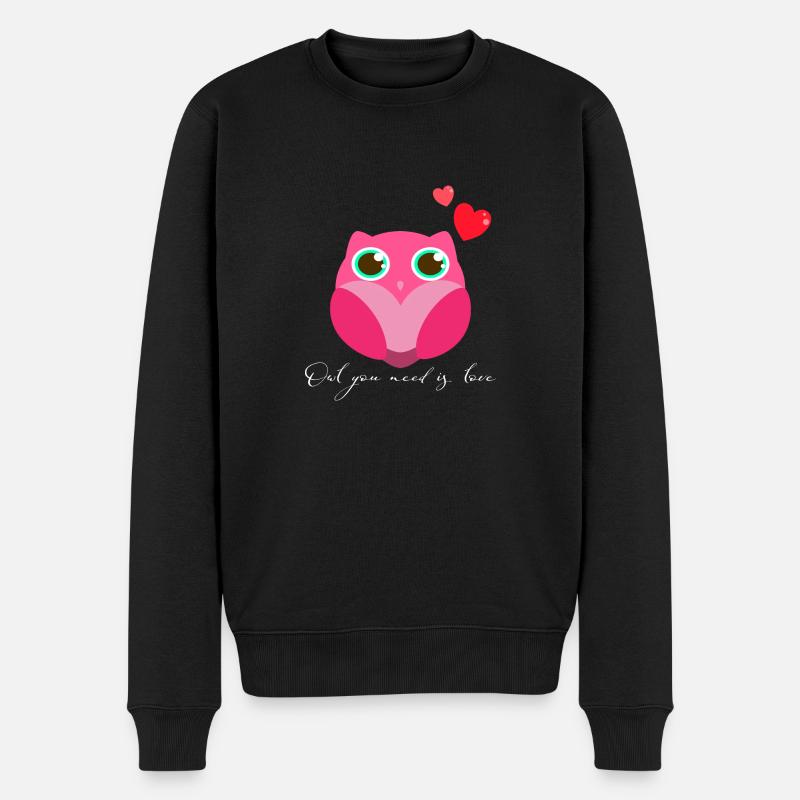 Eule Uhu - Männer Premium Bio Pullover - Schwarz