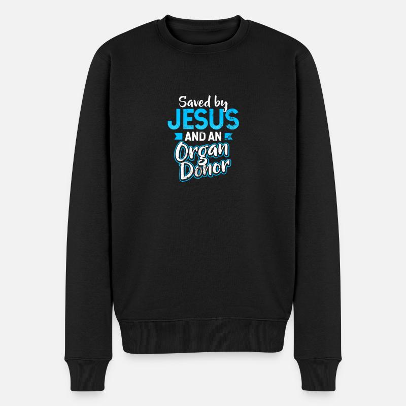 Organspender von Jesus Geschenk gerettet - Männer Premium Bio Pullover - Schwarz