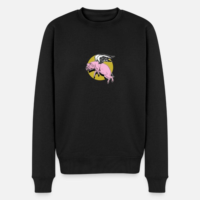 Flying Pig - Männer Premium Bio Pullover - Schwarz