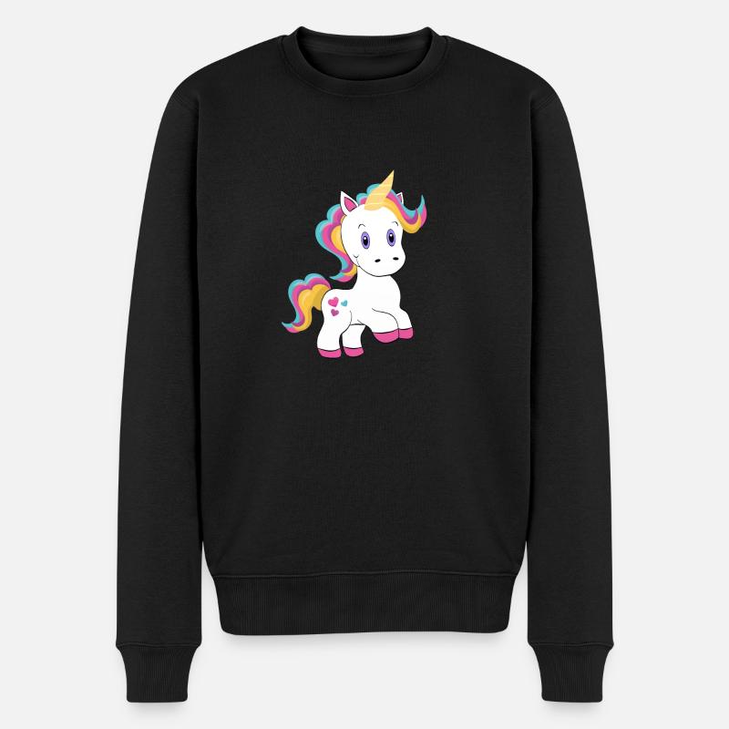 Einhorn - Männer Premium Bio Pullover - Schwarz