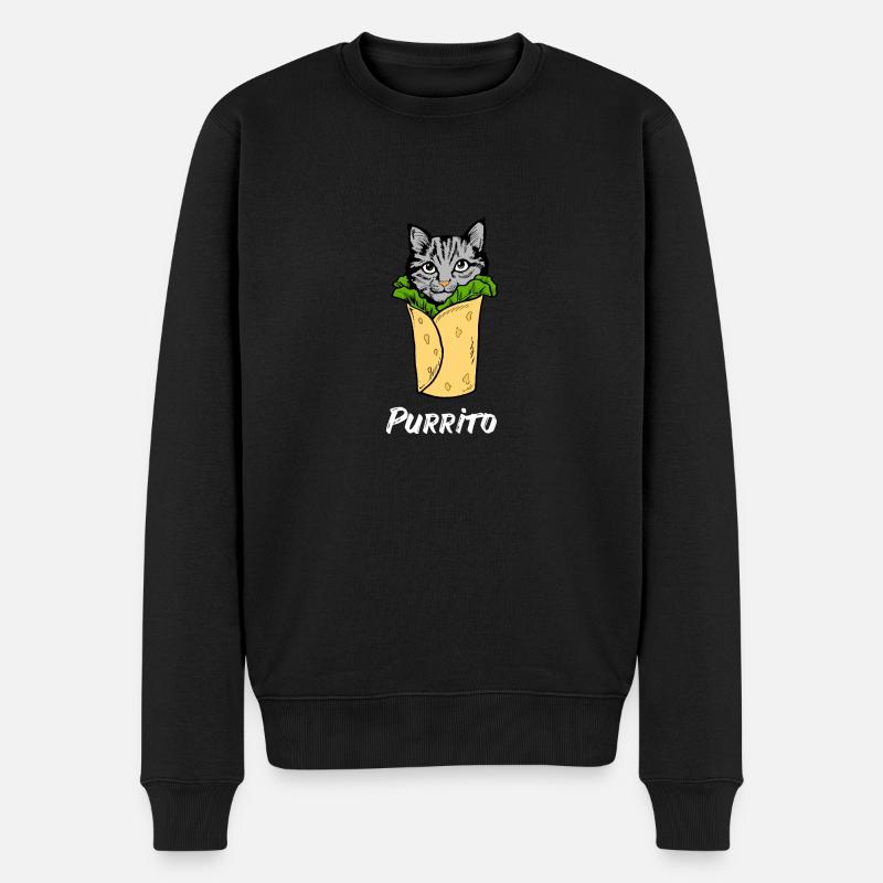 Katze Burrito Miau Katzenliebhaber Katzenfreund - Männer Premium Bio Pullover - Schwarz
