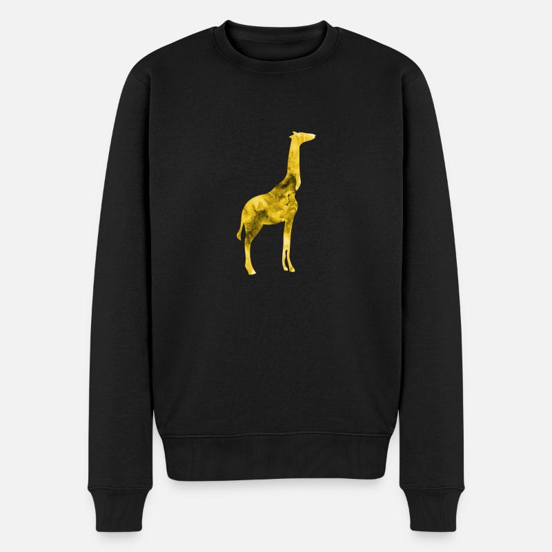 Giraffe lustige Tiere Aquarell T Shirt Kinder Gesc - Männer Premium Bio Pullover - Schwarz