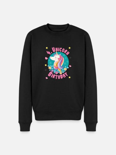 Enhjørning 4 års fødselsdag 4 år - Enhjørning fødselsdag - Økologisk premium-sweatshirt til mænd - sort
