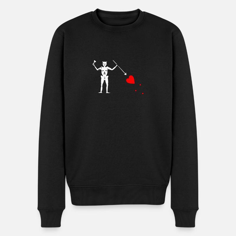 Blackbird Pirat Herz Krone Speer Skelett Karibik - Männer Premium Bio Pullover - Schwarz